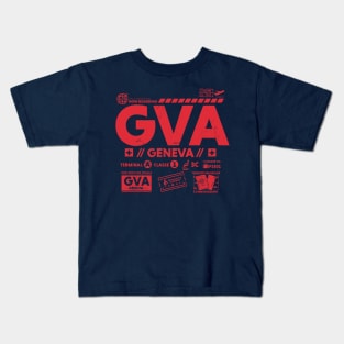 Vintage Geneva GVA Airport Code Travel Day Retro Travel Tag Switzerland Kids T-Shirt